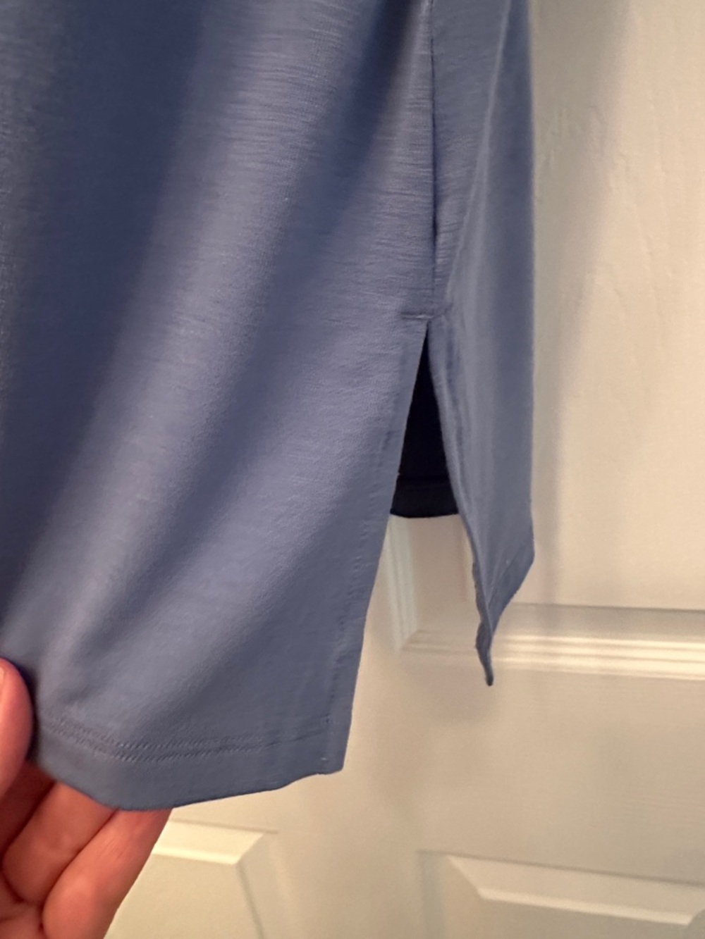 Athleta Essence Support Light Blue V-Neck Short Sleeve Tee - Relaxed Fit - Picture 4 of 11